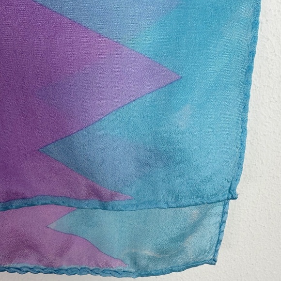 Vintage Blue & Purple Zig Zag Silk Scarf - Picture 8 of 10